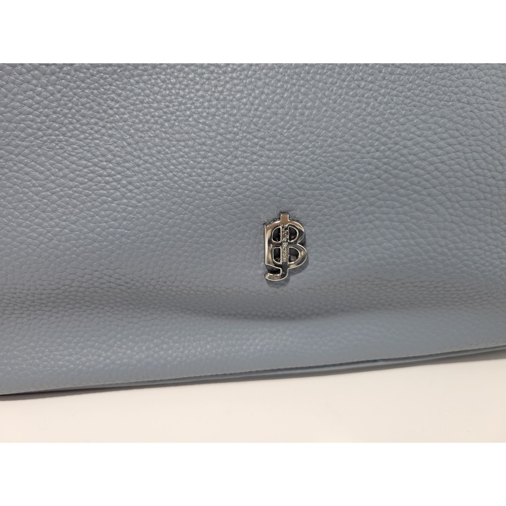 Julia Buxton Blue Vegan Leather Hobo Bag 165B07 Tassel Crossbody Strap New - Picture 11 of 12
